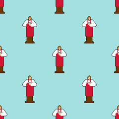 Waiter pixel art pattern seamless. pixelated Service staff in the restaurant background. 8bit texture