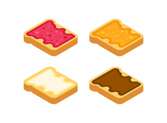 Toast with jam set. Food vector illustration
