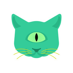 One eyed cat alien. Green monster pet