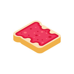 Toast with strawberry jam isolated. Food vector illustration