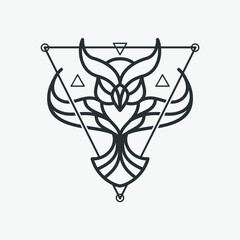 Esoteric, Monochrome Triangle Owl Bird Symbol Logo vector