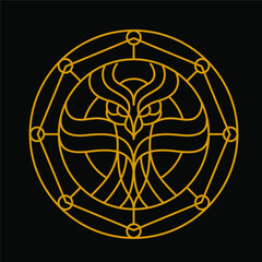 Esoteric Golden Owl Symbol Logo vector