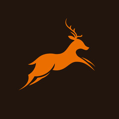 Stylized, Clean, Modern, Minimalist Deer Jumping Silhouette Logo
