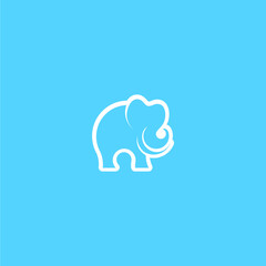 Abstract Blue Mammoth Silhouette Outline Vector Icon Logo
