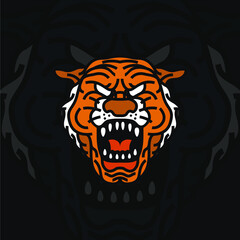 Vintage Roaring Tiger Head Mascot Logo