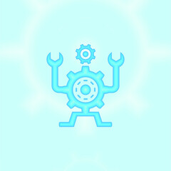 Mechanical Robot Character Logo Illustration.