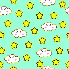 seamless pattern with stars and cloud