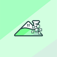 Modern Pixel House Lab Logo Illustration