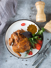 tobacco chicken on a gray background