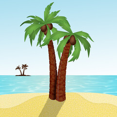 illustration of coconuts on palm trees