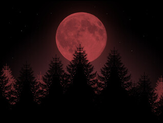 Fototapeta na wymiar illustration of red moon