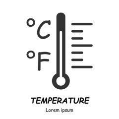 Thermometer glyph vector icon on the white