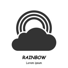 Rainbow witn cloud glyph vector icon