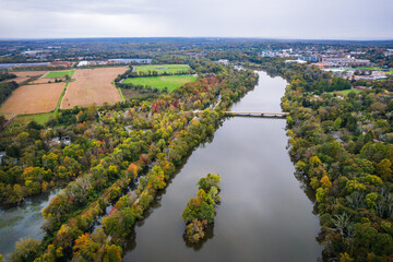 Fototapeta na wymiar Drone of Princeton in the Autumn