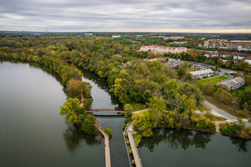 Fototapeta premium Drone of Princeton in the Autumn
