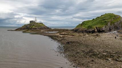 Mumbles lighthouse, Swansea, Wales, UK