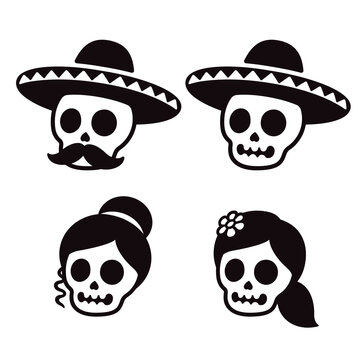 Male and female Mexican skulls