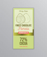 Pomelo chocolate label template. Modern vector packaging design layout. Isolated