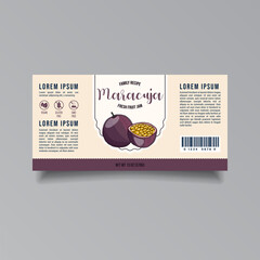 Passionfruit jam label template. Modern vector packaging design layout. Isolated
