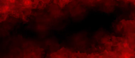 Zelfklevend Fotobehang Red color smoke on black background © PopsaArts