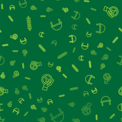 Set line Barbed wire, Peace and Military helmet on seamless pattern. Vector