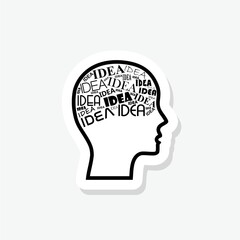  Brain idea concept sticker isolated on white background