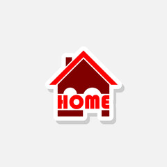 Home word icon sticker isolated on white background