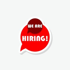 We are hiring sticker icon isolated on white background