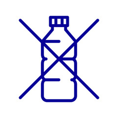 Plastic free icon. No plastic. Forbidden icon of bottle, pollution. Zero waste, environment protection. Editable stroke