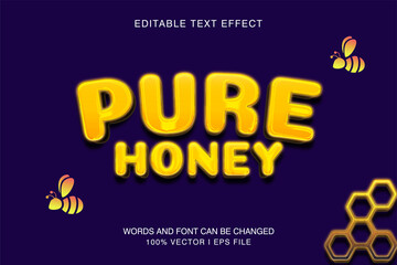 Pure honey, editable text effect with gold color style.