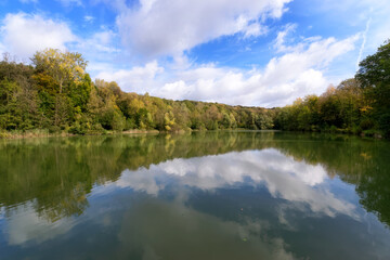 The little lake in the Carnellle forest. The Oise Regional Nature Park - Pays de France