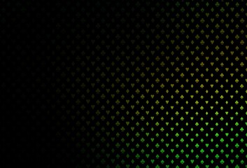 Dark green, yellow vector texture with playing cards.