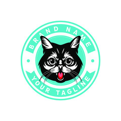 Smart, Professional, Minimalist, Modern, Black Cat Emblem Logo Brand Identity.