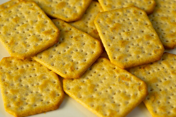 crackers on white background