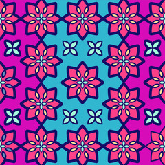 intage, Colorful, Retro Style Geometric Flower Pattern Background Vector Illustration