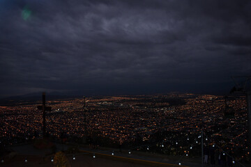 storm over the city during night