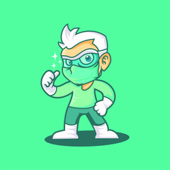 Cartoon Medical Hero Character Wearing Medical Mask