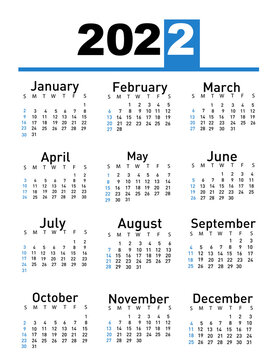 Calendar for 2022 vector illustration
