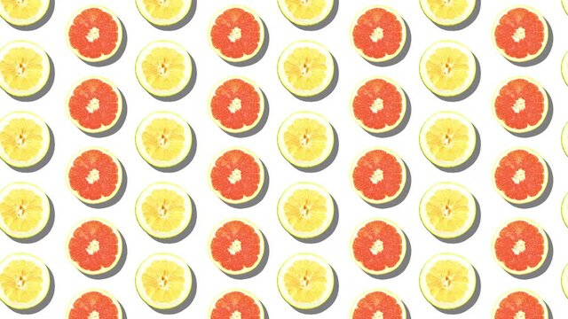 Round slice oranges  pattern 4K background animation. 輪切りオレンジのパターンイラストアニメーション 4K 背景素材