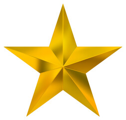 Fototapeta premium 5 point star - Christmas Star - golden single isolated on white - 3d rendering