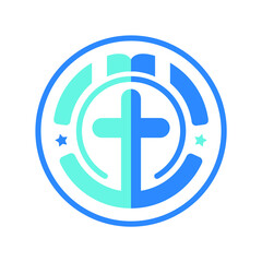 Modern, Minimalist, Flat Round Shaped Church Education Icon Logo Brand Identity Vector Template.