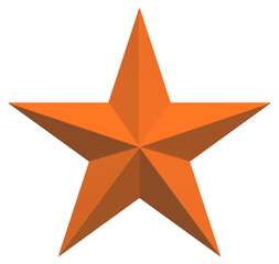 5 point star - Christmas Star - orange single isolated on white - 3d rendering