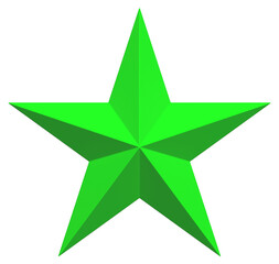 5 point star - Christmas Star - green single isolated on white - 3d rendering