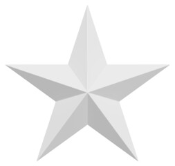 5 point star - Christmas Star - white single isolated on white - 3d rendering