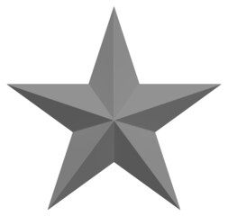 5 point star - Christmas Star - gray single isolated on white - 3d rendering