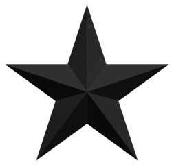 5 point star - Christmas Star - black single isolated on white - 3d rendering