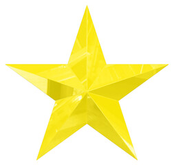 5 point star - Christmas Star - yellow single isolated on white - 3d rendering