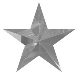 5 point star - Christmas Star - gray single isolated on white - 3d rendering