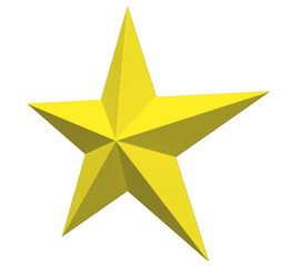 Obraz premium 5 point star - Christmas Star - yellow single isolated on white - 3d rendering
