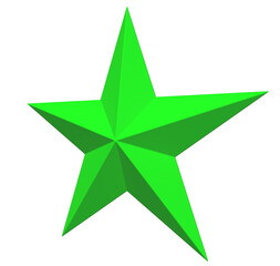 Obraz premium 5 point star - Christmas Star - green single isolated on white - 3d rendering